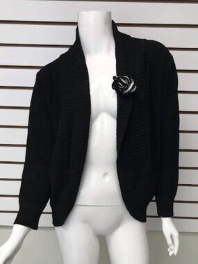 NWT Libretto New York City Black Open Front Cardigan Knit Sweater, USA, Size XL